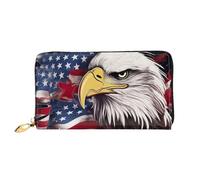 GDSHJKLW America Us Flag Bald Eagle Women Wallets Leather Zip Around Clutch Purses Waterproof Credit Card Holder With Phone Holder Ladies Travel Coin Purse