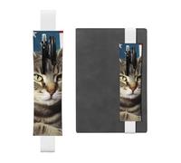 GDSHJKLW American Cat Usa Flag Elastic Band Pen Holder Detachable Pu Leather Pen Sleeve Pouch Journal Pencil Holder Pencil Case Office Supplies Gift For Hardcover Journals Notebooks Planners