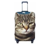 GDSHJKLW American Cat Usa Flag Travel Luggage Cover Suitcase Protector Washable Elastic Suitcase Cover Anti-Scratch Luggage Protector Travel Suitcase Baggage Cover Fits 18-32 Inch Suitcase, Black, L
