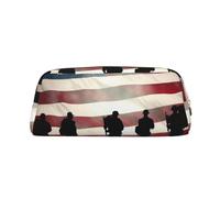 GDSHJKLW American Flag Veterans Day Leather Pencil Case Large Capacity Pen Pouch,Zipper Makeup Bag For Women Men Travel Toiletry Bags Waterproof Cosmetic Bag Wide-Open Coin Pouch Purse