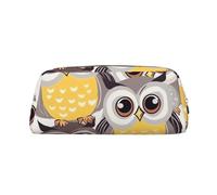 GDSHJKLW Animal Cartoon Owls Cute Leather Pencil Case Large Capacity Pen Pouch,Zipper Makeup Bag For Women Men Travel Toiletry Bags Waterproof Cosmetic Bag Wide-Open Coin Pouch Purse