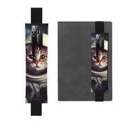 GDSHJKLW Animal Cat Astronaut Elastic Band Pen Holder Detachable Pu Leather Pen Sleeve Pouch Journal Pencil Holder Pencil Case Office Supplies Gift For Hardcover Journals Notebooks Planners