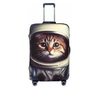 GDSHJKLW Animal Cat Astronaut Travel Luggage Cover Suitcase Protector Washable Elastic Suitcase Cover Anti-Scratch Luggage Protector Travel Suitcase Baggage Cover Fits 18-32 Inch Suitcase, Black, L