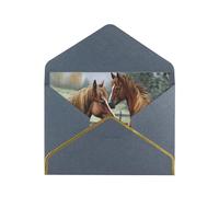 GDSHJKLW Animals Embroidery Paintings Horses Greeting Card with Black Envelopes, 4x6 Thinking of You Cards Happy Birthday Wedding Invitation Blank Note Card for All Occasions