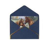 GDSHJKLW Animals Embroidery Paintings Horses Greeting Card with Blue Envelopes, 4x6 Thinking of You Cards Happy Birthday Wedding Invitation Blank Note Card for All Occasions