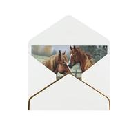 GDSHJKLW Animals Embroidery Paintings Horses Greeting Card with White Envelopes, 4x6 Thinking of You Cards Happy Birthday Wedding Invitation Blank Note Card for All Occasions