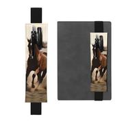 GDSHJKLW Animals Horse Running Elastic Band Pen Holder Detachable Pu Leather Pen Sleeve Pouch Journal Pencil Holder Pencil Case Office Supplies Gift For Hardcover Journals Notebooks Planners