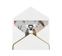 GDSHJKLW Animals Lemur Flowers Pattern Greeting Card with White Envelopes, 4x6 Thinking of You Cards Happy Birthday Wedding Invitation Blank Note Card for All Occasions