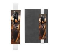 GDSHJKLW Antler Red Deer Elastic Band Pen Holder Detachable Pu Leather Pen Sleeve Pouch Journal Pencil Holder Pencil Case Office Supplies Gift For Hardcover Journals Notebooks Planners