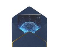 GDSHJKLW Artificial Intelligence Brain Greeting Card with Blue Envelopes, 4x6 Thinking of You Cards Happy Birthday Wedding Invitation Blank Note Card for All Occasions