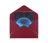 GDSHJKLW Artificial Intelligence Brain Greeting Card with Dark Red Envelopes, 4x6 Thinking of You Cards Happy Birthday Wedding Invitation Blank Note Card for All Occasions