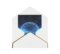 GDSHJKLW Artificial Intelligence Brain Greeting Card with White Envelopes, 4x6 Thinking of You Cards Happy Birthday Wedding Invitation Blank Note Card for All Occasions