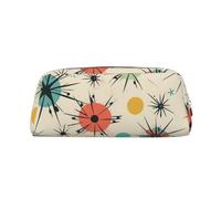 GDSHJKLW Atomic Stars Retro Pattern Leather Pencil Case Large Capacity Pen Pouch,Zipper Makeup Bag For Women Men Travel Toiletry Bags Waterproof Cosmetic Bag Wide-Open Coin Pouch Purse, Silver, One