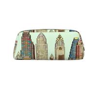 GDSHJKLW Austin Texas Leather Pencil Case Large Capacity Pen Pouch,Zipper Makeup Bag For Women Men Travel Toiletry Bags Waterproof Cosmetic Bag Wide-Open Coin Pouch Purse, Gold, One Size