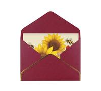 GDSHJKLW Bees Sunflowers Daisy Rose Flowers Greeting Card with Dark Red Envelopes, 4x6 Thinking of You Cards Happy Birthday Wedding Invitation Blank Note Card for All Occasions