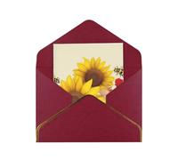 GDSHJKLW Bees Sunflowers Daisy Rose Flowers Greeting Card with Dark Red Envelopes, 4x6 Thinking of You Cards Happy Birthday Wedding Invitation Blank Note Card for All Occasions