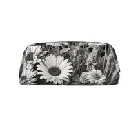 GDSHJKLW Black And White Flowers Leather Pencil Case Large Capacity Pen Pouch,Zipper Makeup Bag For Women Men Travel Toiletry Bags Waterproof Cosmetic Bag Wide-Open Coin Pouch Purse