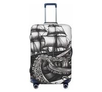 GDSHJKLW Black And White Octopus And Ship Travel Luggage Cover Suitcase Protector Washable Elastic Suitcase Cover Anti-Scratch Luggage Protector Travel Suitcase Baggage Cover Fits 18-32 Inch Suitcase