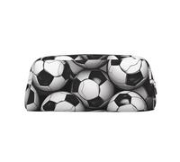 GDSHJKLW Black And White Soccer Ball Pattern Leather Pencil Case Large Capacity Pen Pouch,Zipper Makeup Bag For Women Men Travel Toiletry Bags Waterproof Cosmetic Bag Wide-Open Coin Pouch Purse, Gold