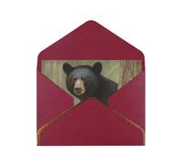 GDSHJKLW Black Bear Mother and Cub Greeting Card with Dark Red Envelopes, 4x6 Thinking of You Cards Happy Birthday Wedding Invitation Blank Note Card for All Occasions