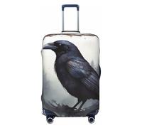 GDSHJKLW Black Crow Travel Luggage Cover Suitcase Protector Washable Elastic Suitcase Cover Anti-Scratch Luggage Protector Travel Suitcase Baggage Cover Fits 18-32 Inch Suitcase, Black, M