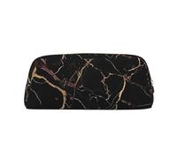GDSHJKLW Black Gold Marble Leather Pencil Case Large Capacity Pen Pouch,Zipper Makeup Bag For Women Men Travel Toiletry Bags Waterproof Cosmetic Bag Wide-Open Coin Pouch Purse