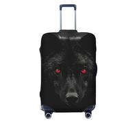 GDSHJKLW Black Red Eyed Wolf Travel Luggage Cover Suitcase Protector Washable Elastic Suitcase Cover Anti-Scratch Luggage Protector Large Travel Suitcase Baggage Cover Fits 18-32 Inch Suitcase, Black