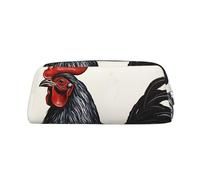 GDSHJKLW Black Rooster Leather Pencil Case Large Capacity Pen Pouch,Zipper Makeup Bag For Women Men Travel Toiletry Bags Waterproof Cosmetic Bag Wide-Open Coin Pouch Purse