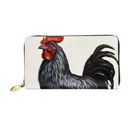 GDSHJKLW Black Rooster Women Wallets Leather Zip Around Clutch Purses Waterproof Credit Card Holder With Phone Holder Ladies Travel Coin Purse
