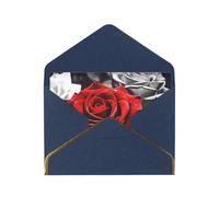 GDSHJKLW Black White and Red Roses Greeting Card with Blue Envelopes, 4x6 Thinking of You Cards Happy Birthday Wedding Invitation Blank Note Card for All Occasions