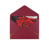 GDSHJKLW Black White and Red Roses Greeting Card with Dark Red Envelopes, 4x6 Thinking of You Cards Happy Birthday Wedding Invitation Blank Note Card for All Occasions