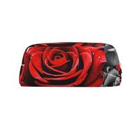 GDSHJKLW Black White And Red Roses Leather Pencil Case Large Capacity Pen Pouch,Zipper Makeup Bag For Women Men Travel Toiletry Bags Waterproof Cosmetic Bag Wide-Open Coin Pouch Purse