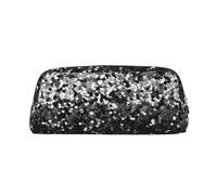 GDSHJKLW Black White Glitter Leather Pencil Case Large Capacity Pen Pouch,Zipper Makeup Bag For Women Men Travel Toiletry Bags Waterproof Cosmetic Bag Wide-Open Coin Pouch Purse