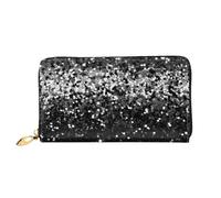 GDSHJKLW Black White Glitter Women Wallets Leather Zip Around Clutch Purses Waterproof Credit Card Holder With Phone Holder Ladies Travel Coin Purse