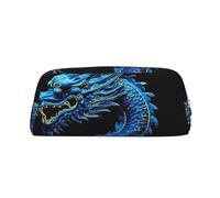 GDSHJKLW Blue Chinese Dragon Leather Pencil Case Large Capacity Pen Pouch,Zipper Makeup Bag For Women Men Travel Toiletry Bags Waterproof Cosmetic Bag Wide-Open Coin Pouch Purse