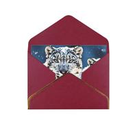 GDSHJKLW Blue eyed snow leopard Greeting Card with Dark Red Envelopes, 4x6 Thinking of You Cards Happy Birthday Wedding Invitation Blank Note Card for All Occasions