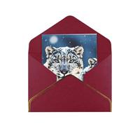 GDSHJKLW Blue eyed snow leopard Greeting Card with Dark Red Envelopes, 4x6 Thinking of You Cards Happy Birthday Wedding Invitation Blank Note Card for All Occasions