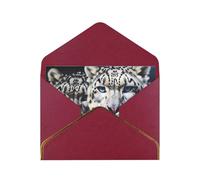 GDSHJKLW Blue eyed snow leopard Greeting Card with Dark Red Envelopes, 4x6 Thinking of You Cards Happy Birthday Wedding Invitation Blank Note Card for All Occasions