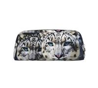 GDSHJKLW Blue Eyed Snow Leopard Leather Pencil Case Large Capacity Pen Pouch,Zipper Makeup Bag For Women Men Travel Toiletry Bags Waterproof Cosmetic Bag Wide-Open Coin Pouch Purse