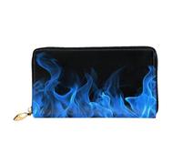 GDSHJKLW Blue Flame Women Wallets Leather Zip Around Clutch Purses Waterproof Credit Card Holder With Phone Holder Ladies Travel Coin Purse