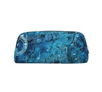 GDSHJKLW Blue Musical Notes Leather Pencil Case Large Capacity Pen Pouch,Zipper Makeup Bag For Women Men Travel Toiletry Bags Waterproof Cosmetic Bag Wide-Open Coin Pouch Purse, Gold, One Size