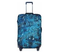 GDSHJKLW Blue Musical Notes Travel Luggage Cover Suitcase Protector Washable Elastic Suitcase Cover Anti-Scratch Luggage Protector Travel Suitcase Baggage Cover Fits 18-32 Inch Suitcase, Black, M