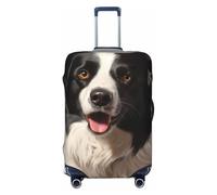 GDSHJKLW Border Collie Travel Luggage Cover Suitcase Protector Washable Elastic Suitcase Cover Anti-Scratch Luggage Protector Travel Suitcase Baggage Cover Fits 18-32 Inch Suitcase, Black, S