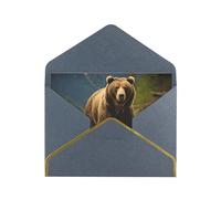 GDSHJKLW Brown bear Greeting Card with Black Envelopes, 4x6 Thinking of You Cards Happy Birthday Wedding Invitation Blank Note Card for All Occasions