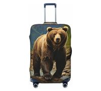 GDSHJKLW Brown Bear Travel Luggage Cover Suitcase Protector Washable Elastic Suitcase Cover Anti-Scratch Luggage Protector Travel Suitcase Baggage Cover Fits 18-32 Inch Suitcase, Black, L