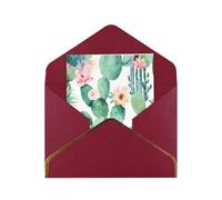 GDSHJKLW Cactus Pattern Greeting Card with Dark Red Envelopes, 4x6 Thinking of You Cards Happy Birthday Wedding Invitation Blank Note Card for All Occasions