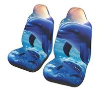 GDSHJKLW Car Front Seat Covers Set of 2, Elastic Breathable Car Front Seat Protector Soft Comfy Vehicle Seats Cushion Cover Cute Dolphins Car Accessories Universal for Most SUV Sedan Truck