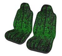 GDSHJKLW Car Front Seat Covers Set of 2, Elastic Breathable Car Front Seat Protector Soft Comfy Vehicle Seats Cushion Cover Green Number Binary Car Accessories Universal for Most SUV Sedan Truck