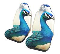 GDSHJKLW Car Front Seat Covers Set of 2, Elastic Breathable Car Front Seat Protector Soft Comfy Vehicle Seats Cushion Cover Cartoon Blue Peacock Car Accessories Universal for Most SUV Sedan Truck