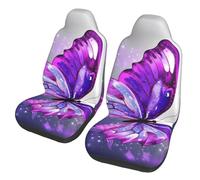 GDSHJKLW Car Front Seat Covers Set of 2, Elastic Breathable Car Front Seat Protector Soft Comfy Vehicle Seats Cushion Cover Purple Butterfly Car Accessories Universal for Most SUV Sedan Truck